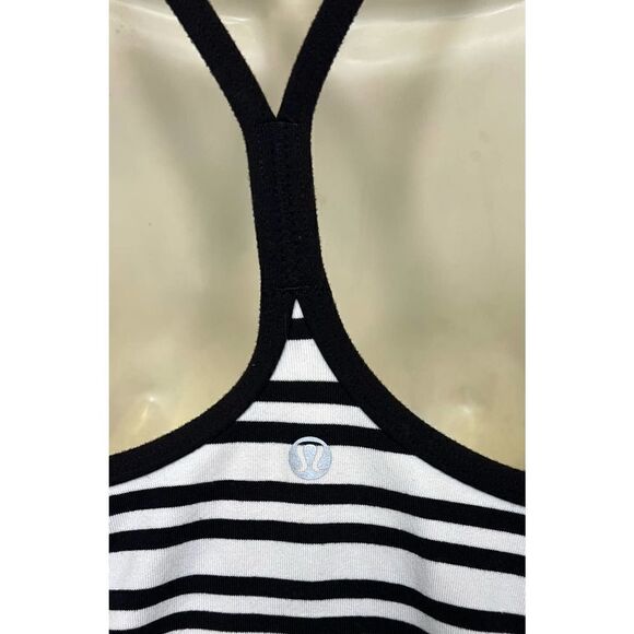 Lululemon Twin Stripe Black & white Power Y Tank Size 6 - Picture 5 of 6